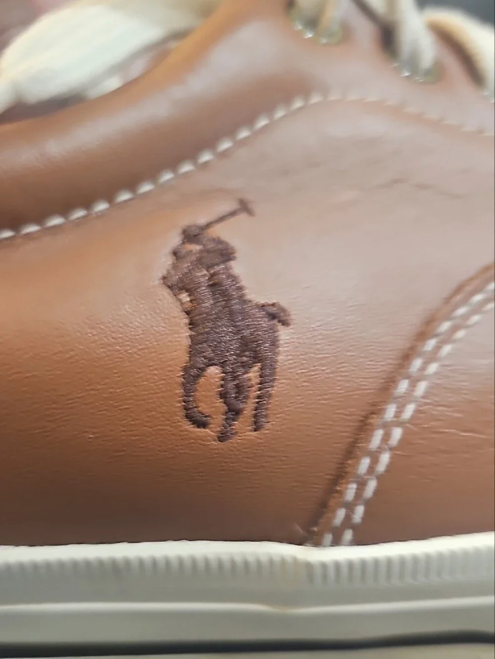 Polo by Ralph Lauren Tan Leather Low-Top Sneakers